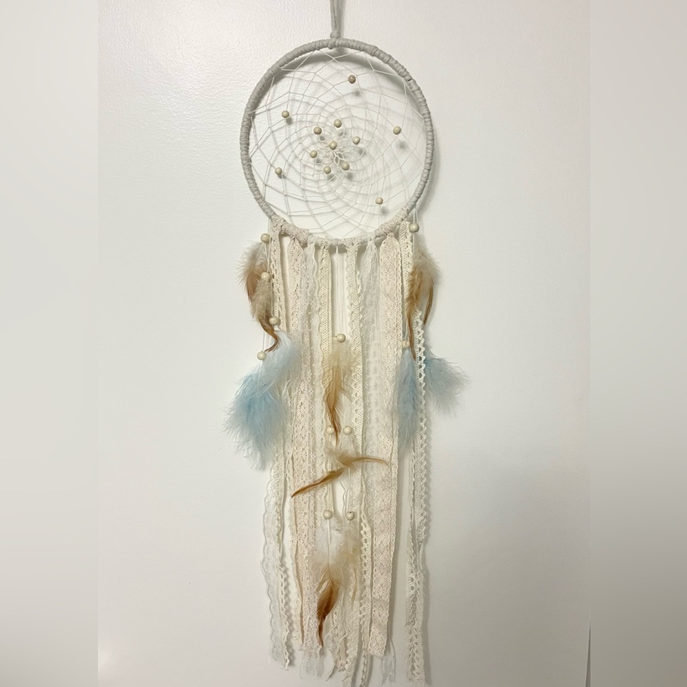 Boho Cream and Blue Dreamcatcher